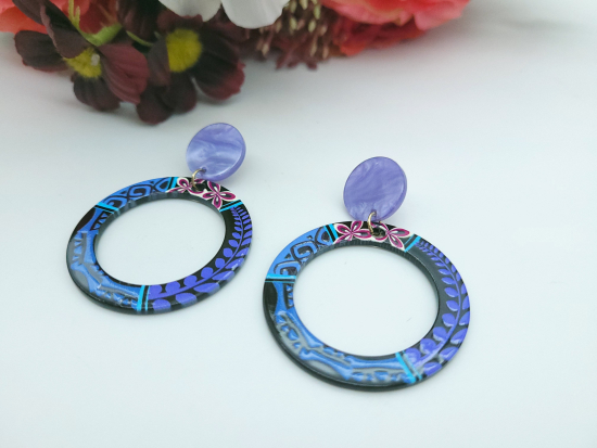 Preview: Blumen Kreis Ohrhänger mit Stecker